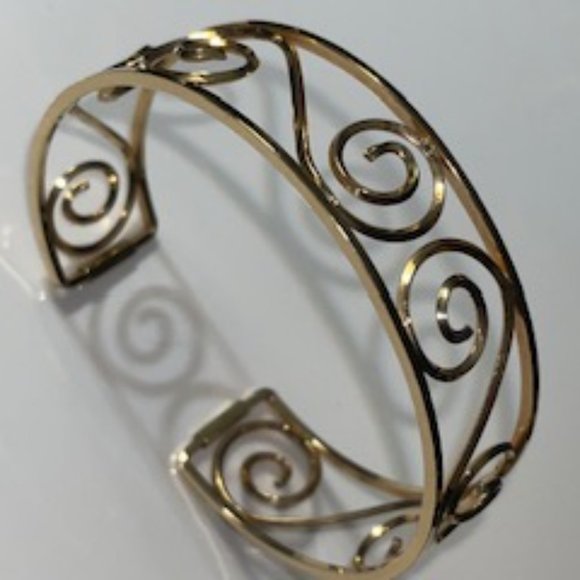 Krementz Jewelry - Vintage Krementz Gold-Clad Scroll Cuff Bracelet